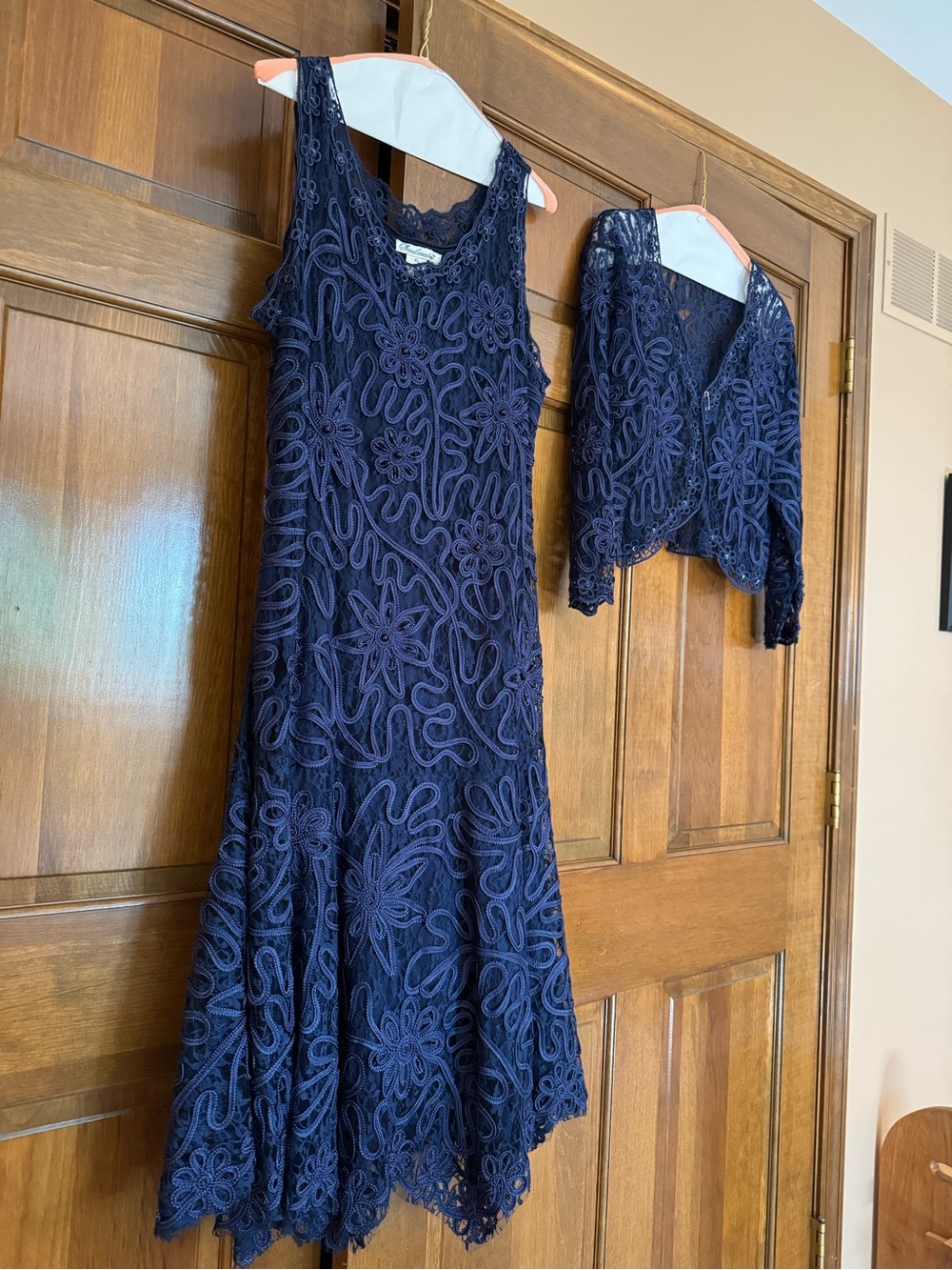 Soulmates Navy Lace Midi Dress with Matching Lace Jacket